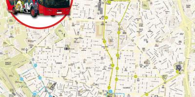 마드리드 도시의 버스 투어 지도