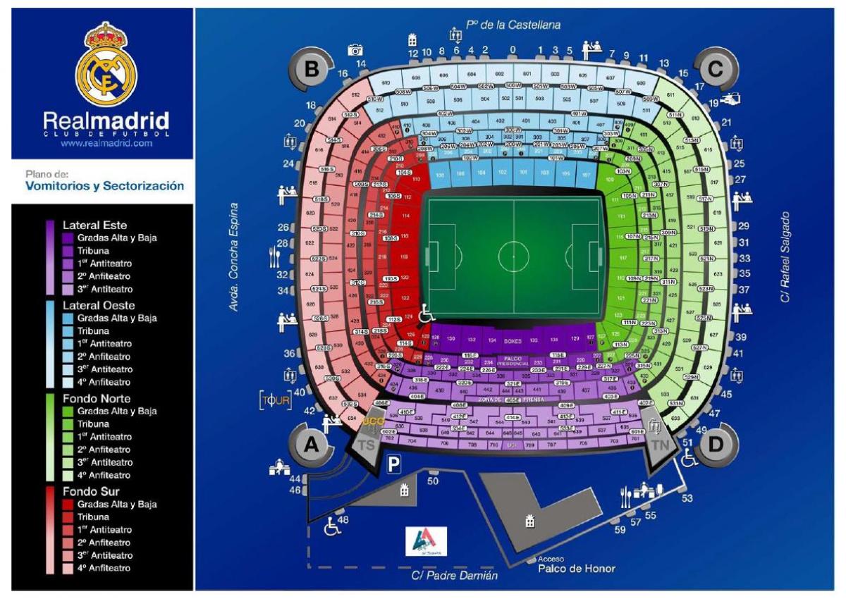 지도의 레알 마드리드 경기장
