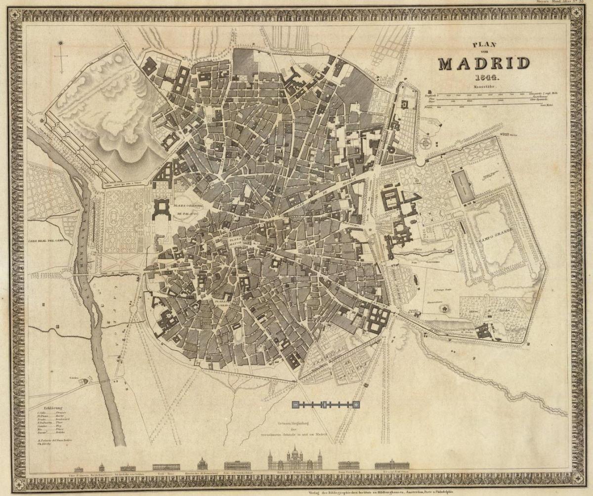 지도 마드리드의 오래 된 도시