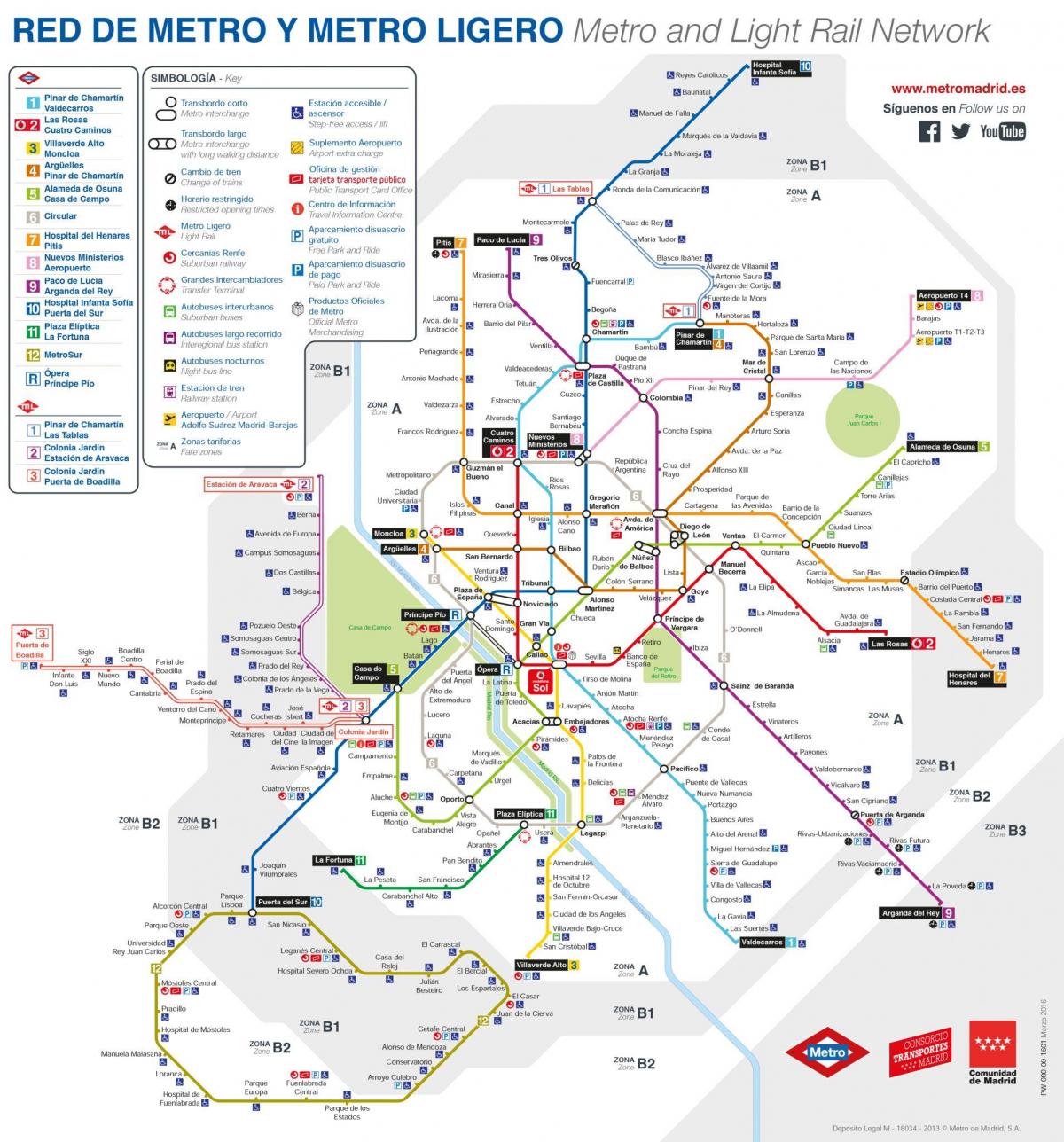 지도 마드리드의 대중 교통