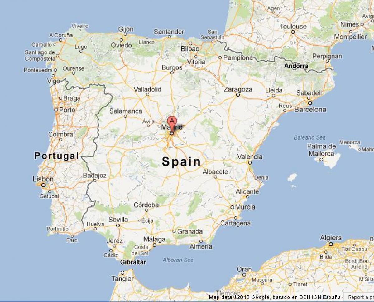 스페인의지도를 보여주는 마드리드