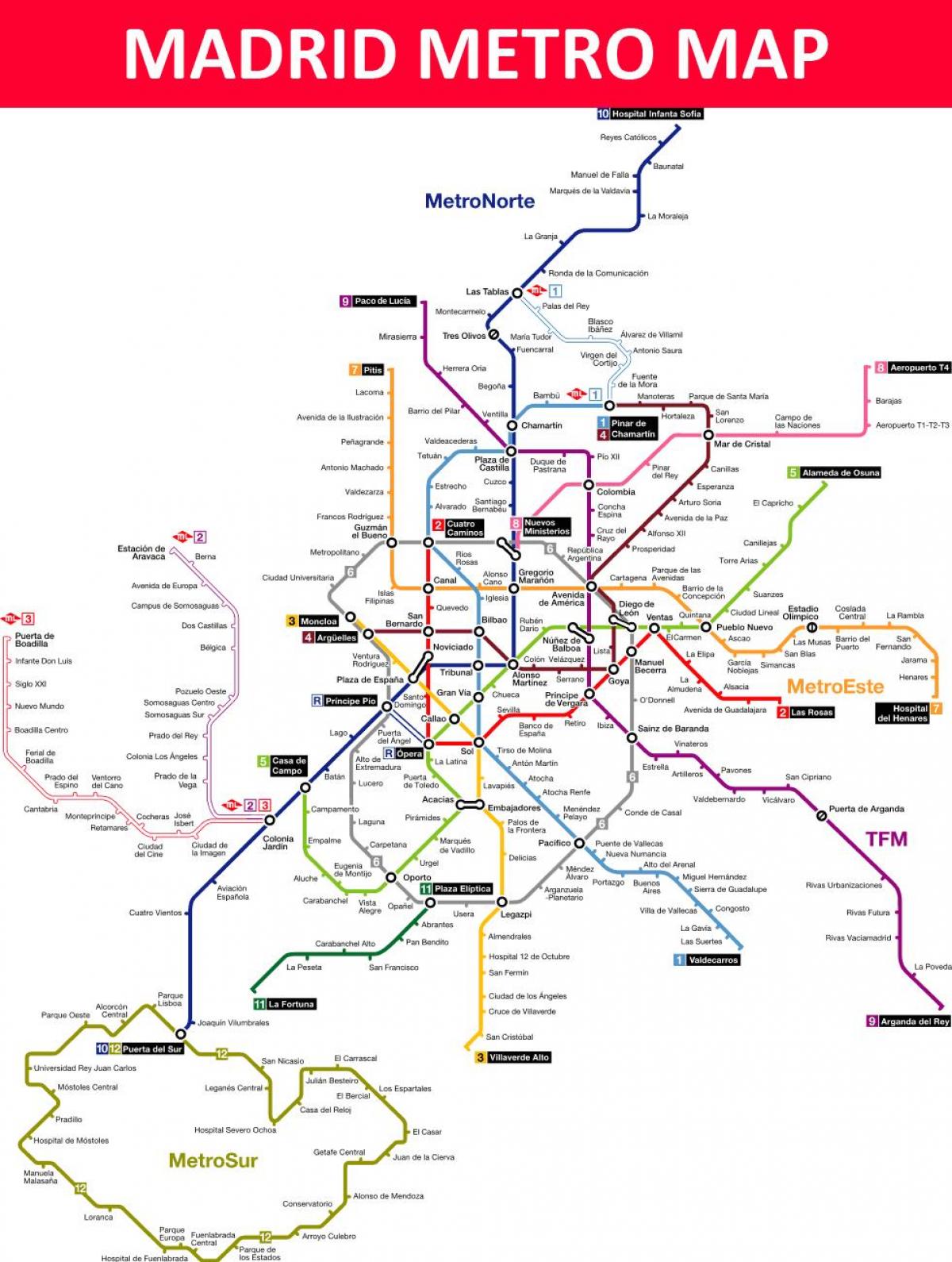 스페인 마드리드 지하철 지도