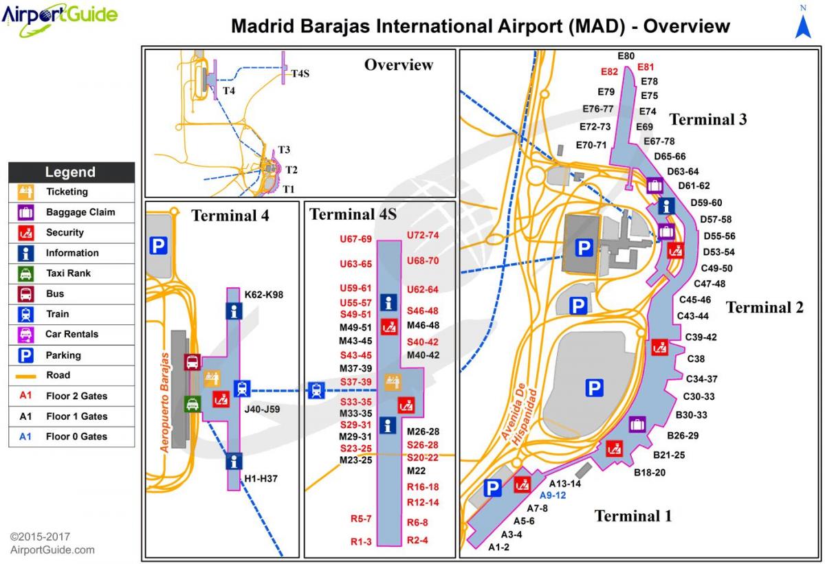 지도의 스페인 마드리드 공항